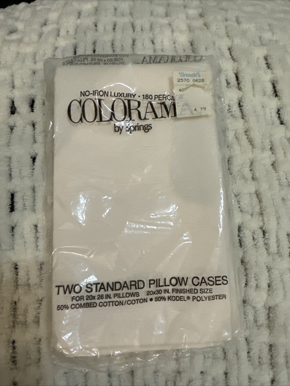 Colorama Luxury Percale pillowcases (2) vintage white ivory new in package